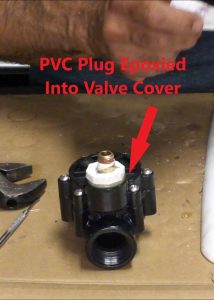 PVC Plug Epoxied Into Sprinkler Valve Cover