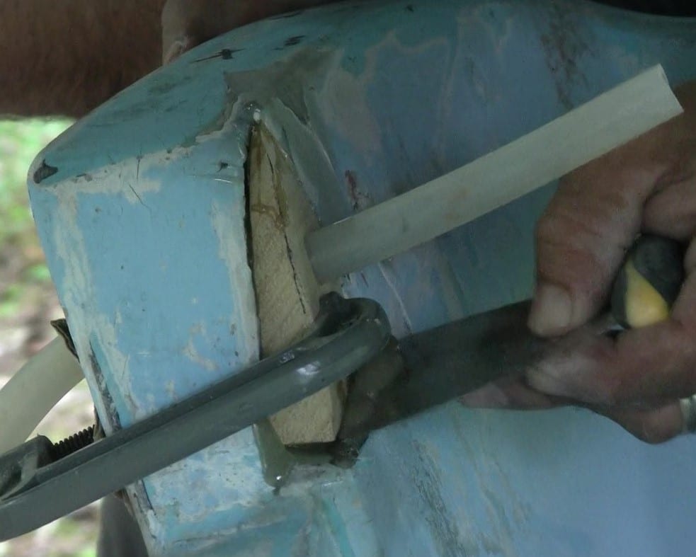 Gluing Wood Block Into Transom Repair