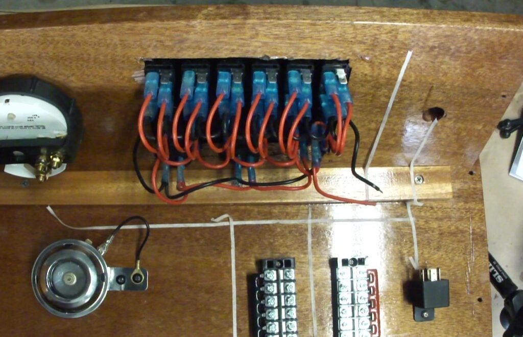components and wiring path of boat console wiring