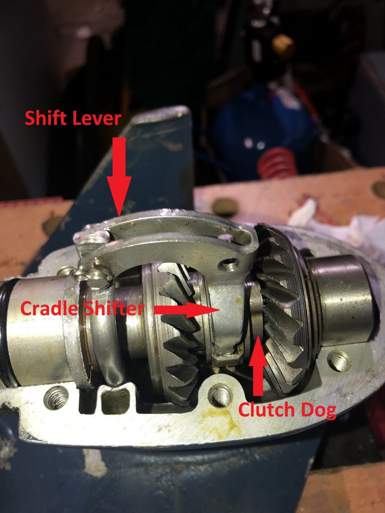 Lower Unit, Gears, Shift Leverl, Cradle Shifter and Clutch Dog
